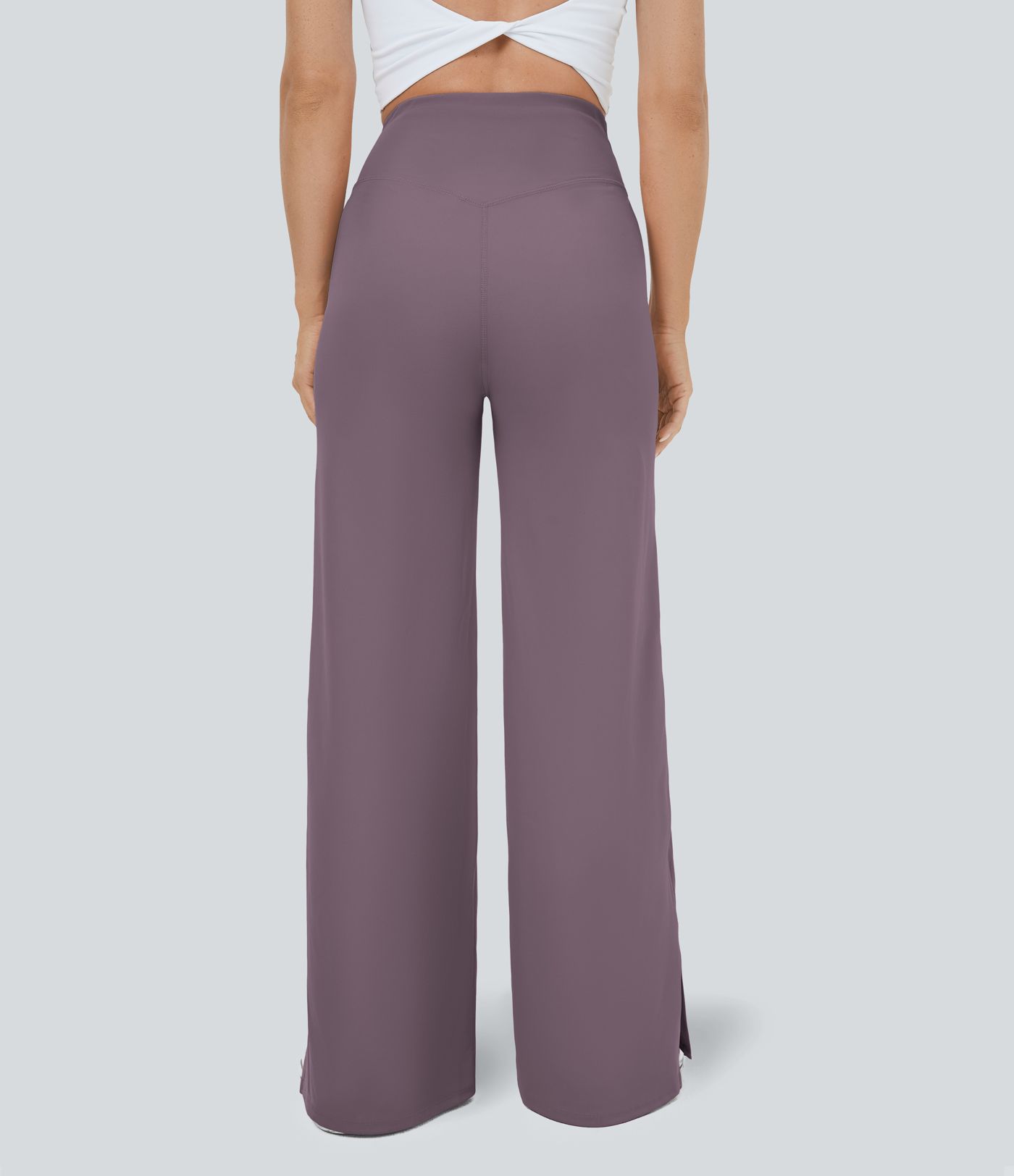 Pantalon de Yoga à Jambes Larges avec Ourlet Croisé Poche-Sourire