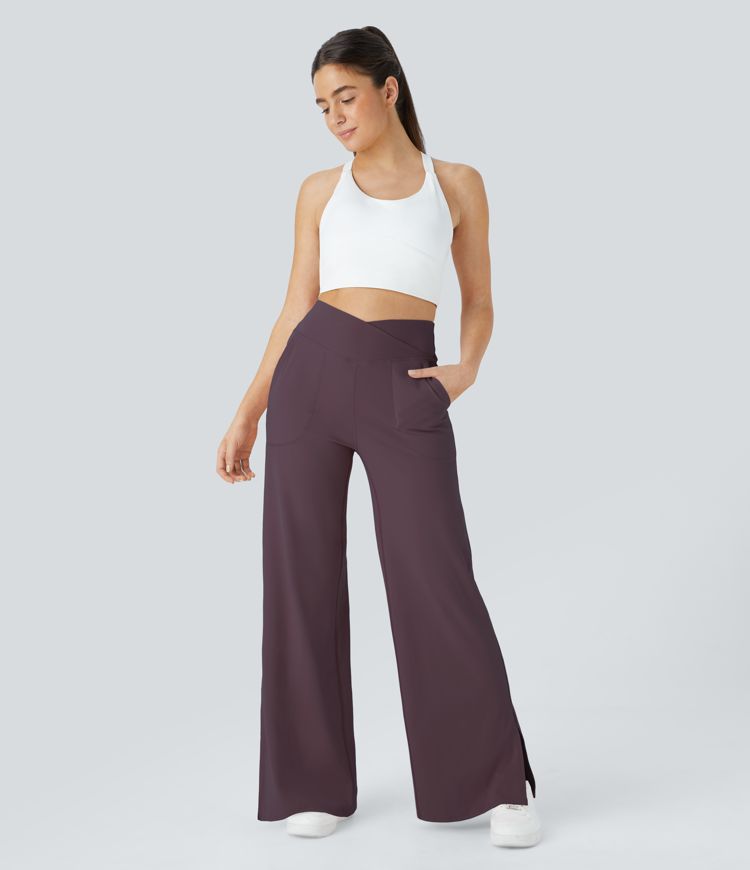 Pantalón recto y ancho Smile con cintura en V con bolsillos y abertura en el bajo