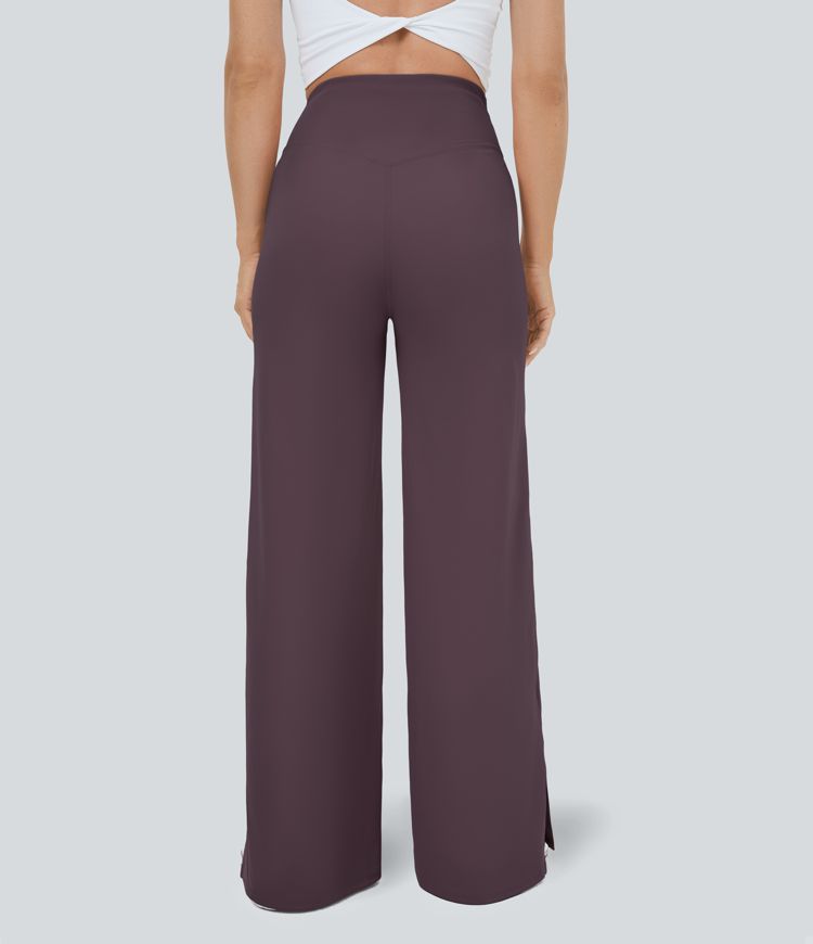 Pantalón recto y ancho Smile con cintura en V con bolsillos y abertura en el bajo