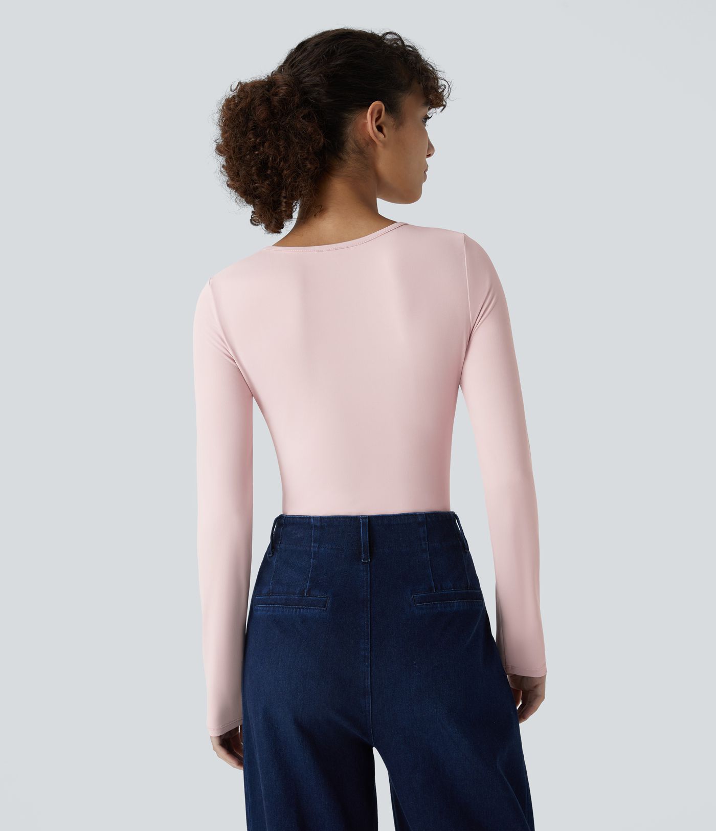 Round Neck Long Sleeve Casual Bodysuit