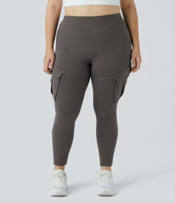 DayStretch High Waisted Cargo Pocket Skinny Yoga Plus Size 7/8 Leggings