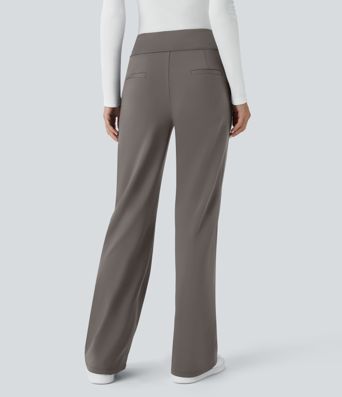 Pantalon tailleur évasé taille mi-haute Halara Flex™ DayStretch avec zip latéral et poches