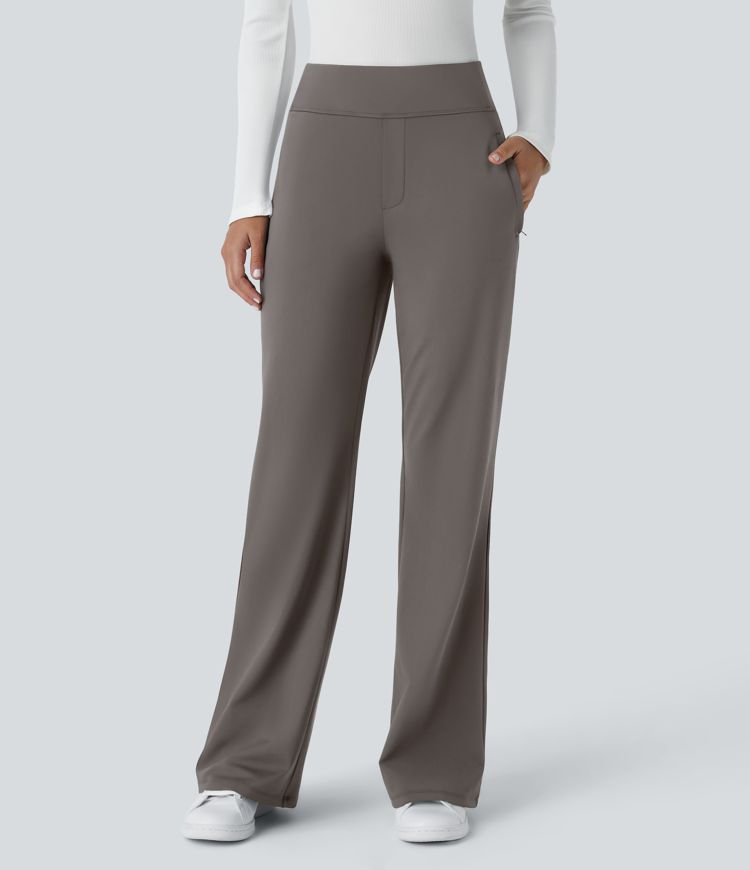 Pantalon tailleur évasé taille mi-haute Halara Flex™ DayStretch avec zip latéral et poches