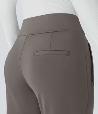Pantalon tailleur évasé taille mi-haute Halara Flex™ DayStretch avec zip latéral et poches