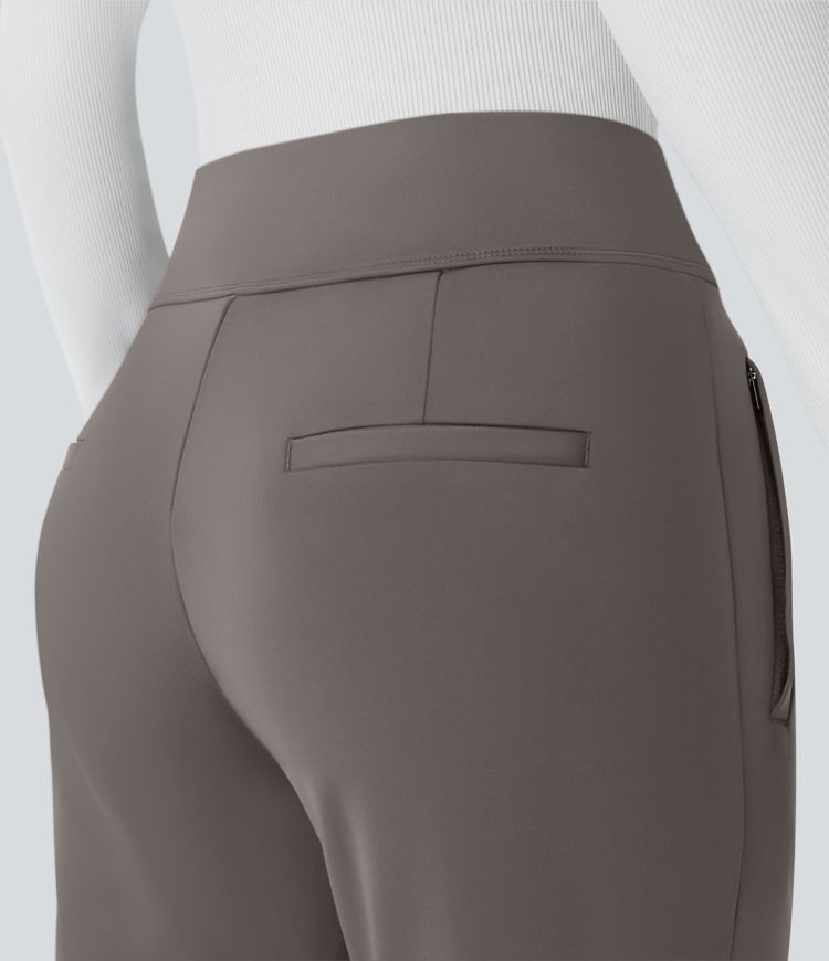 Pantalon tailleur évasé taille mi-haute Halara Flex™ DayStretch avec zip latéral et poches