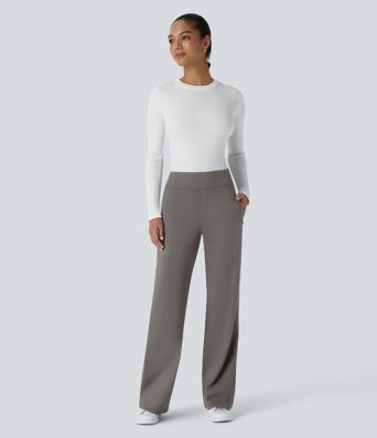 Pantalon tailleur évasé taille mi-haute Halara Flex™ DayStretch avec zip latéral et poches