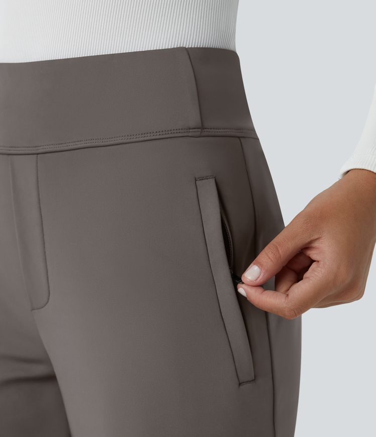 Pantalon tailleur évasé taille mi-haute Halara Flex™ DayStretch avec zip latéral et poches