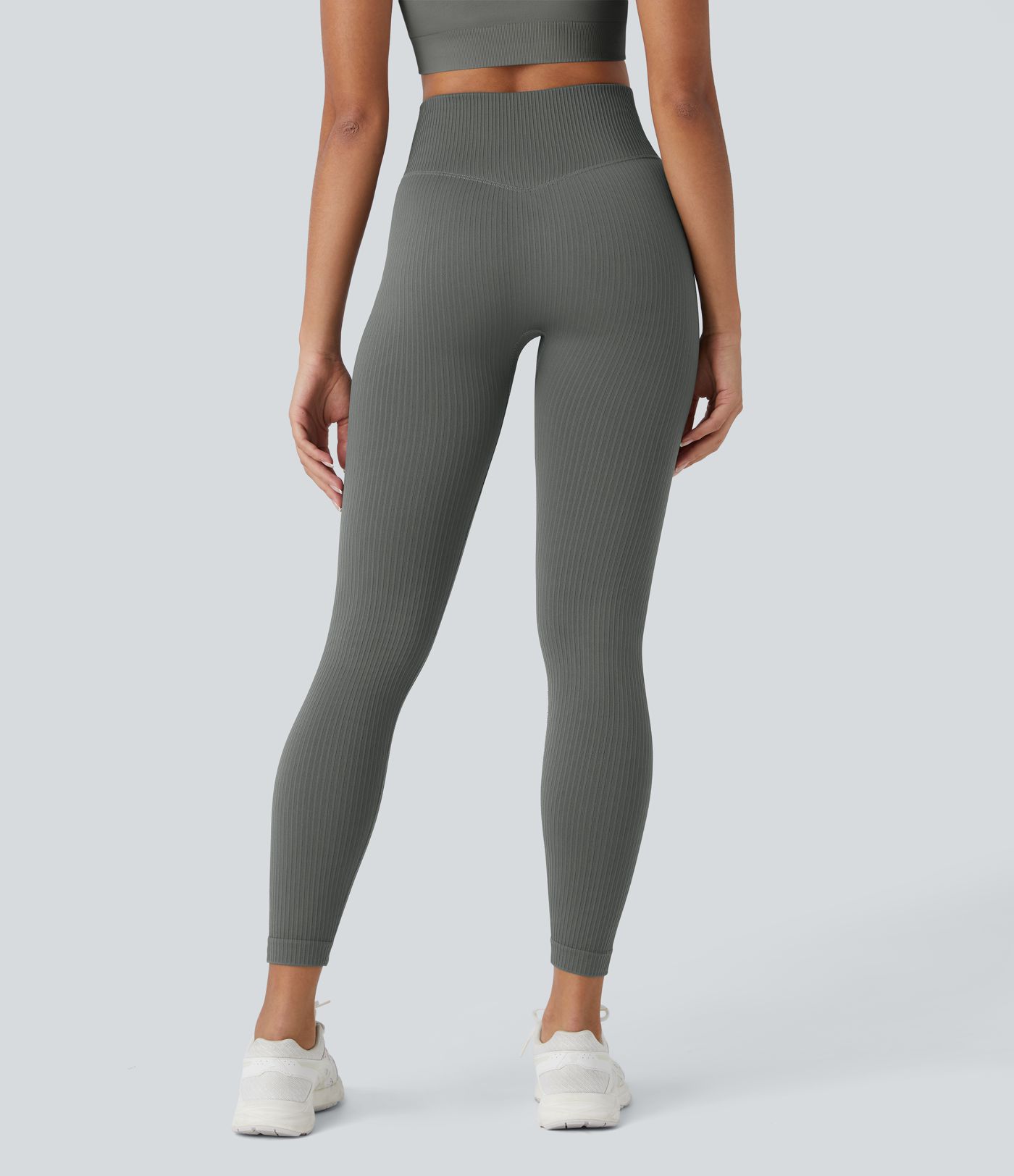 Legging yoga 7/8 gainant taille haute côtelé doux sans couture OneForm Seamless Flow