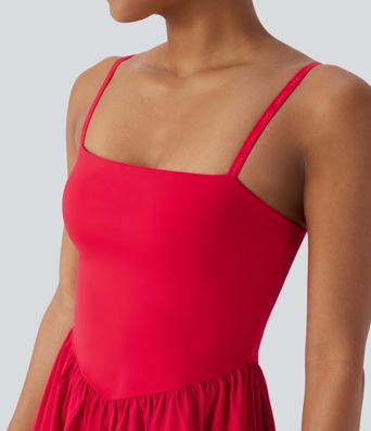 Breezeful™ Rückenfreies 2-in-1-Schnelltrocknendes Mini-Yoga-Aktivkleid mit Seitentaschen – Easy Peezy Edition