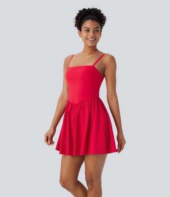 Breezeful™ Rückenfreies 2-in-1-Schnelltrocknendes Mini-Yoga-Aktivkleid mit Seitentaschen – Easy Peezy Edition