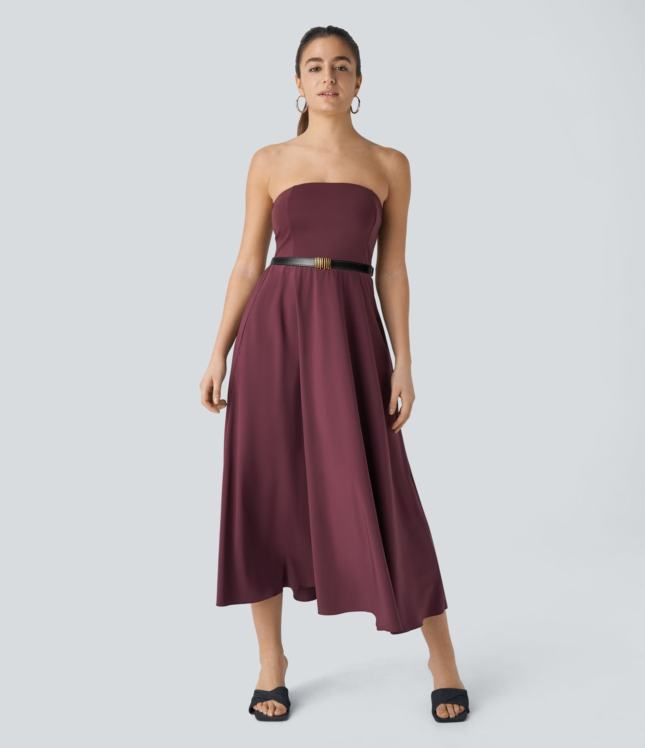 Breezeful™ Tube Side Pocket Flare Flowy Midi Quick Dry Party Dress