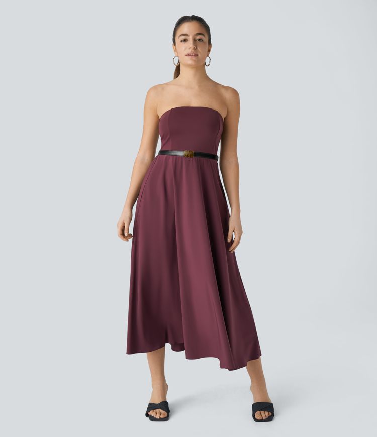 Breezeful™ Tube Side Pocket Flare Flowy Midi Quick Dry Party Dress