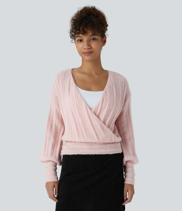 Pull de travail à col en V et manches longues - Porté devant et dos