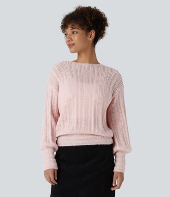 Pull de travail à col en V et manches longues - Porté devant et dos