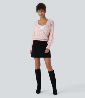 Pull de travail à col en V et manches longues - Porté devant et dos