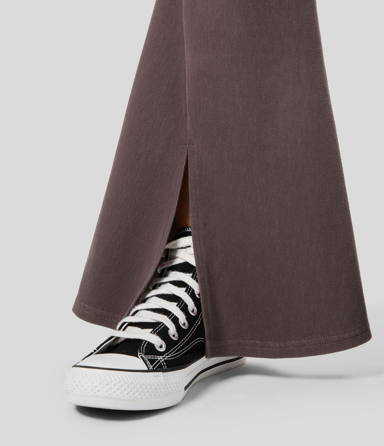 Halara Flex™ Flare Jeans in stretchy knit denim with high waist, side pockets, and slit