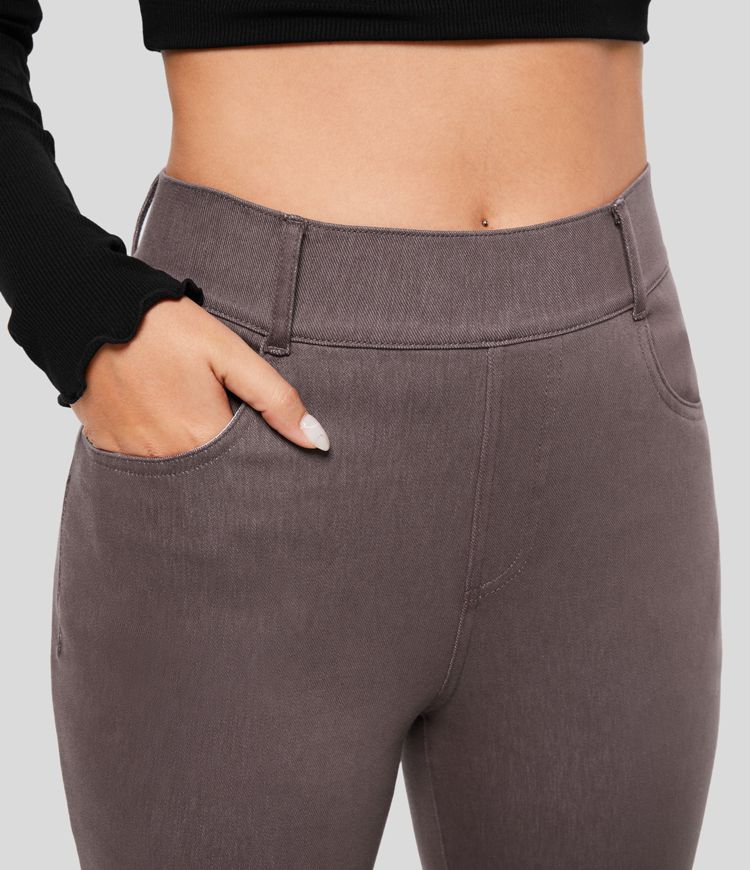 Jeans Halara Flex™ Denim acampanado elástico colorido abertura bolsillo lateral tiro alto