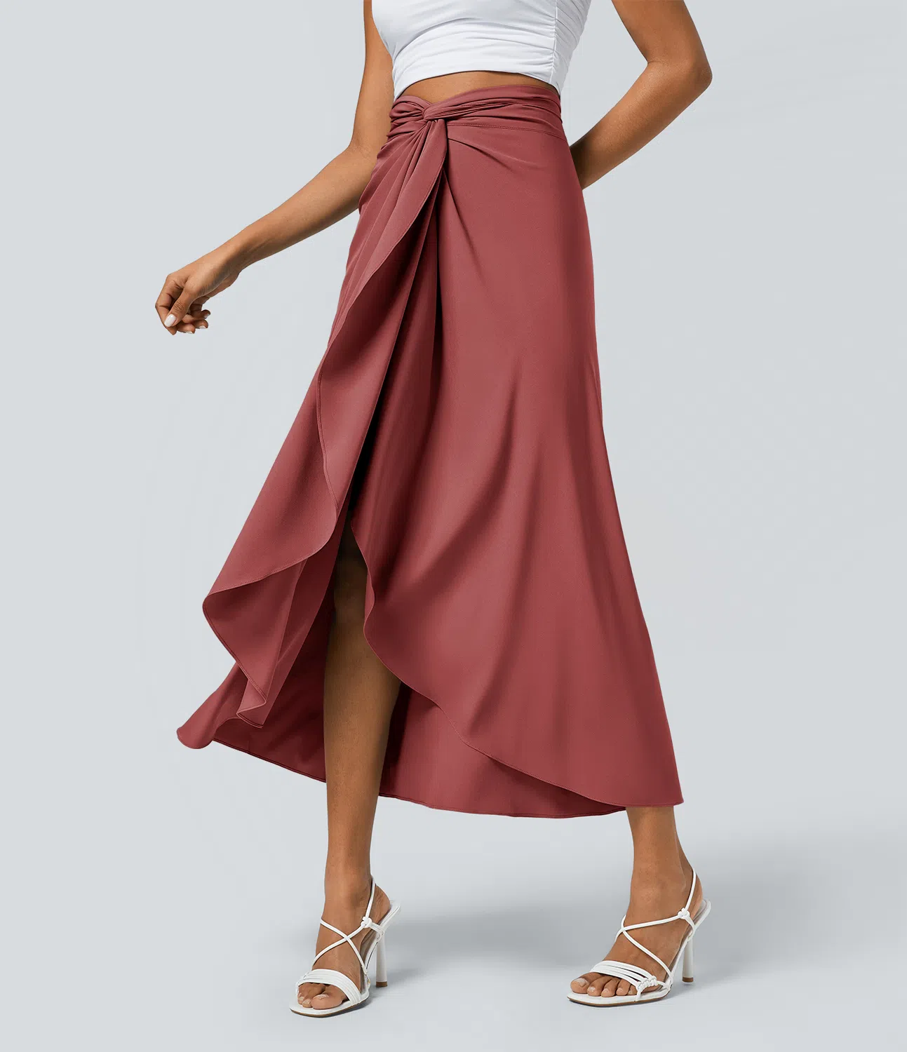 Breezeful™ High Waisted Twisted Wrapped Tie Back Quick Dry Resort Skirt