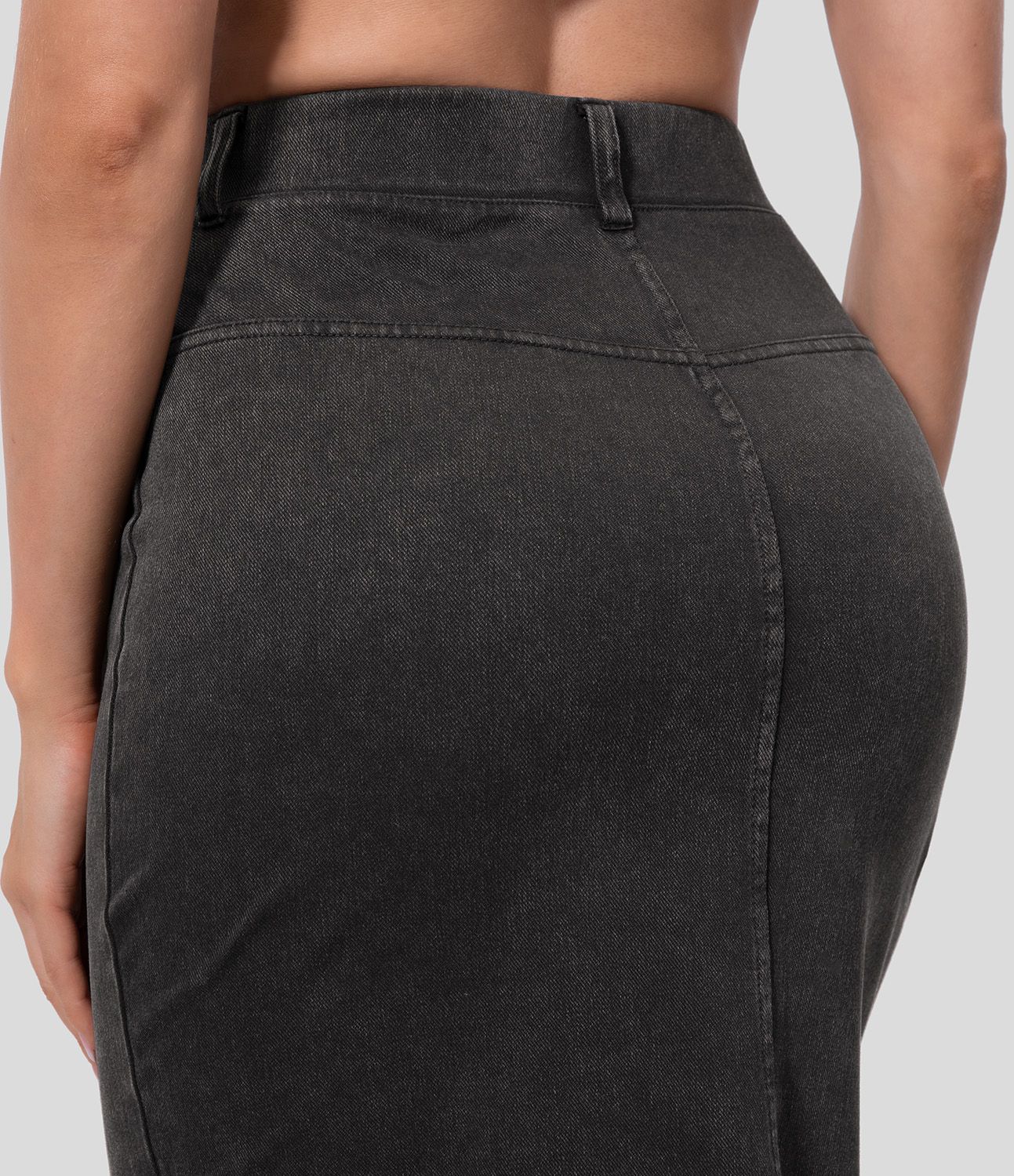 Halara Flex™ High Waisted Split Hem Stretchy Knit Denim Midi Casual Skirt