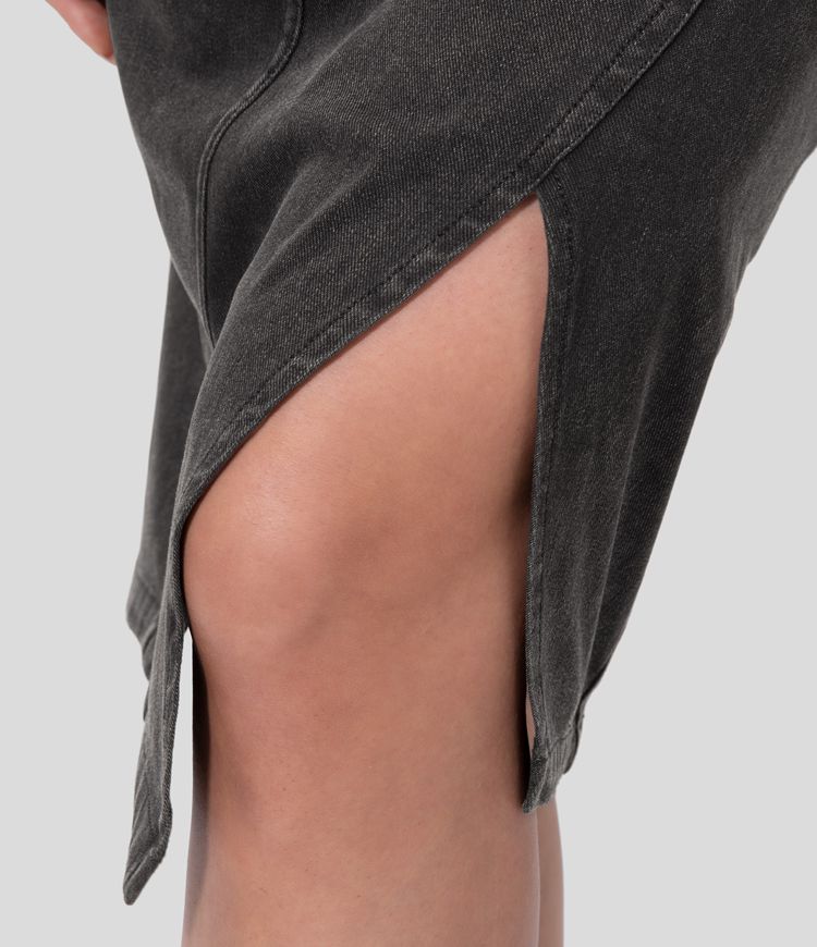 Halara Flex™ High Waisted Split Hem Stretchy Knit Denim Midi Casual Skirt