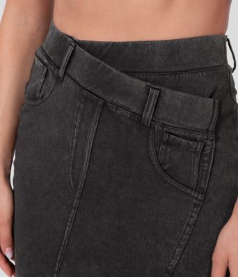 Halara Flex™ High Waisted Split Hem Stretchy Knit Denim Midi Casual Skirt
