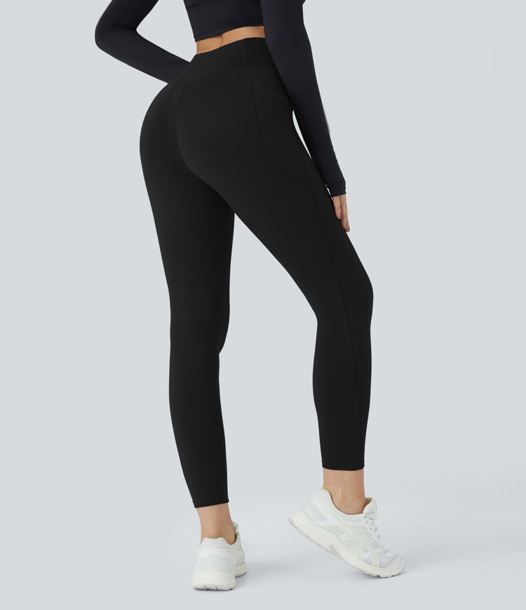 SoftlyZero™ Plush Thermal High Waisted Crossover Pocket Yoga Leggings