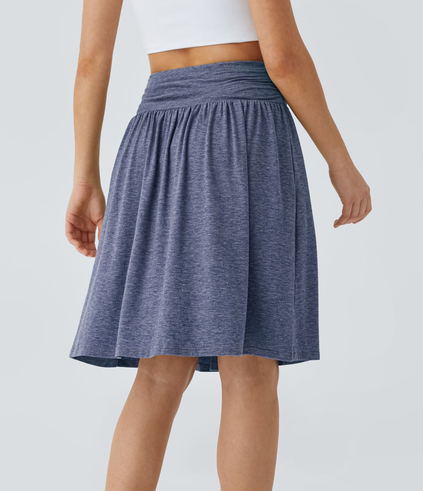 High Waisted Ruched Pocket Flowy Skirt