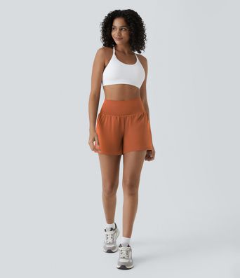 Short yoga 2-en-1 SoftlyZero™ aérien taille super haute toucher frais 12,5 cm avec poches - Longueur extended