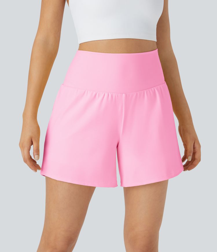 SoftlyZero™ Airy Super High Waisted 2-in-1  Cool Touch Yoga Shorts 5'' with Pockets-Longer Length