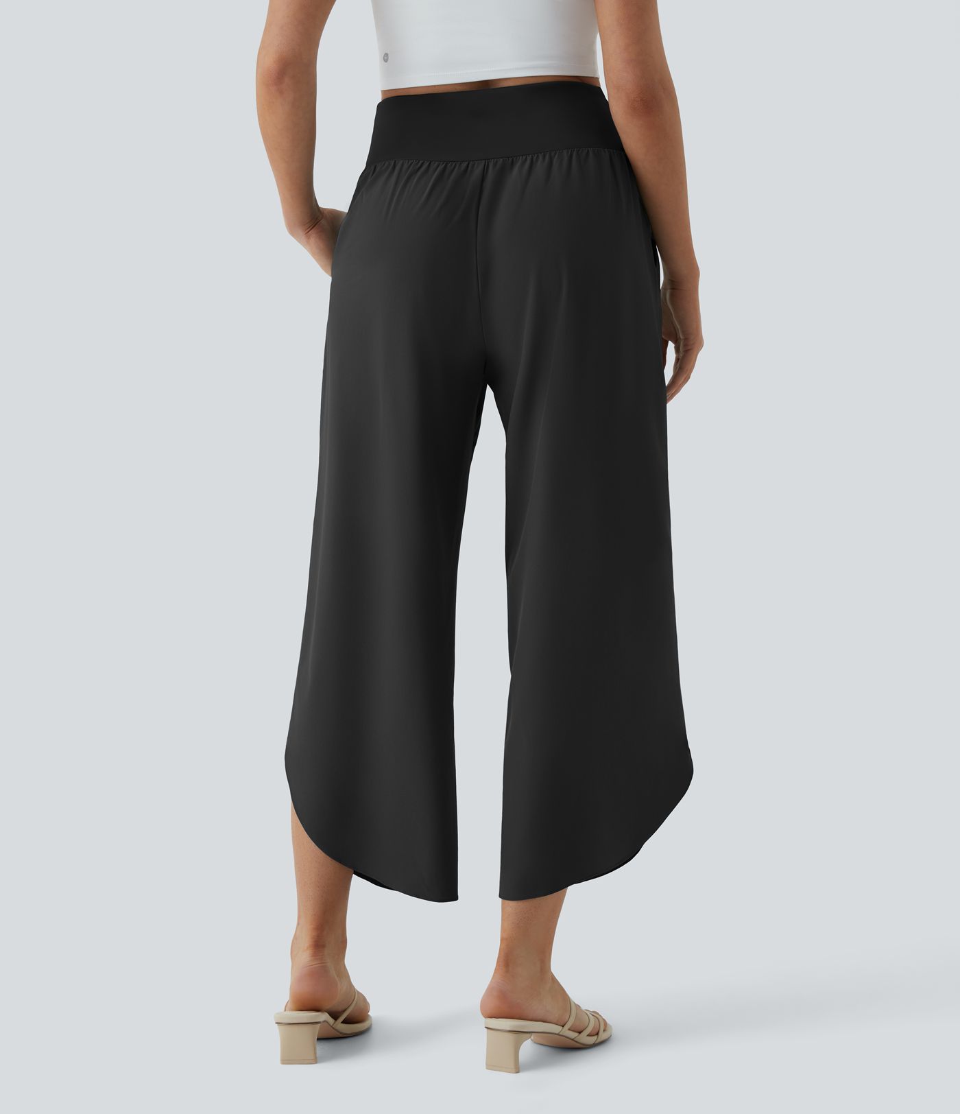 Breezeful™ High Waisted Crossover Side Pocket Split Quick Dry Resort Trousers