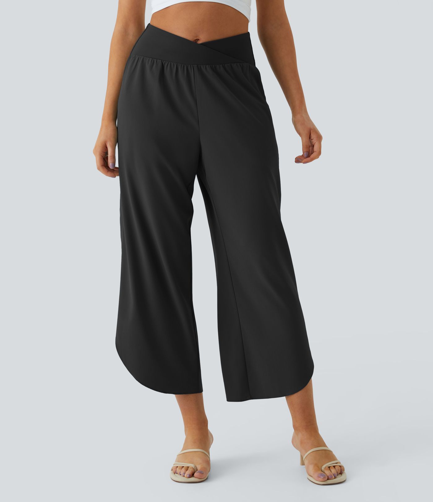 Breezeful™ High Waisted Crossover Side Pocket Split Quick Dry Resort Trousers
