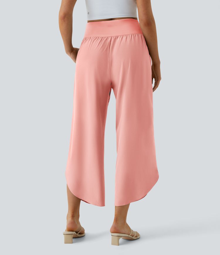 Breezeful™ High Waisted Crossover Quick Dry Resort Pants with Pockets