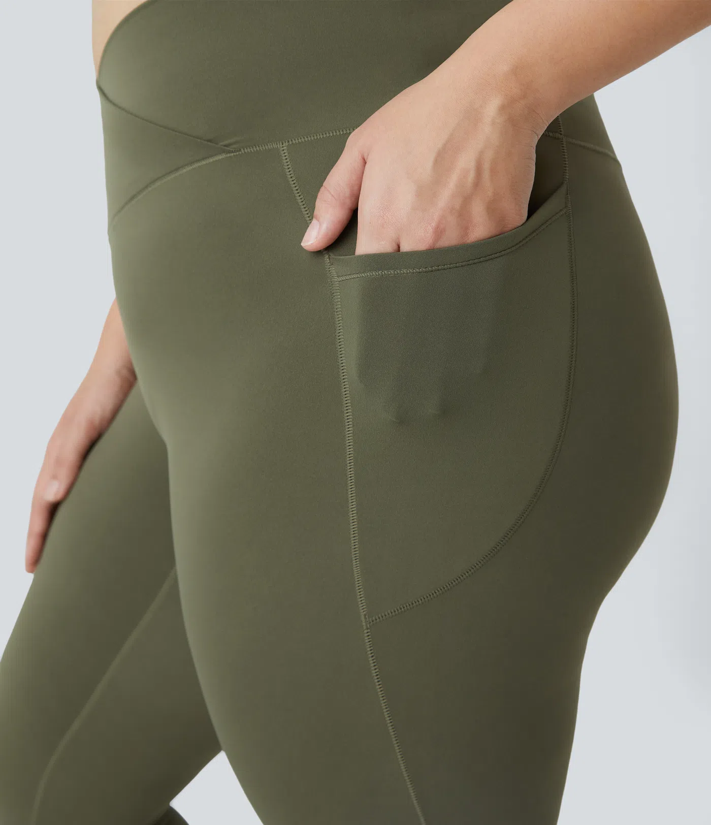 Softlyzero™ Plus Size Crossover Leggings mit hohem Bund, seitlicher Tasche