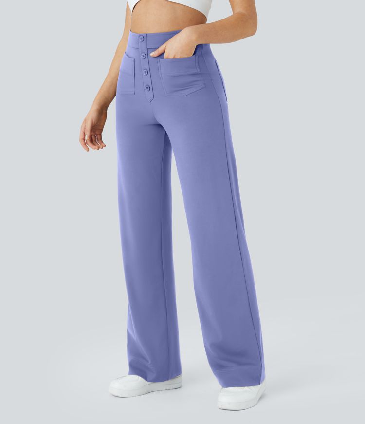 DayStretch High Waisted Pockets Straight Leg Casual Pants