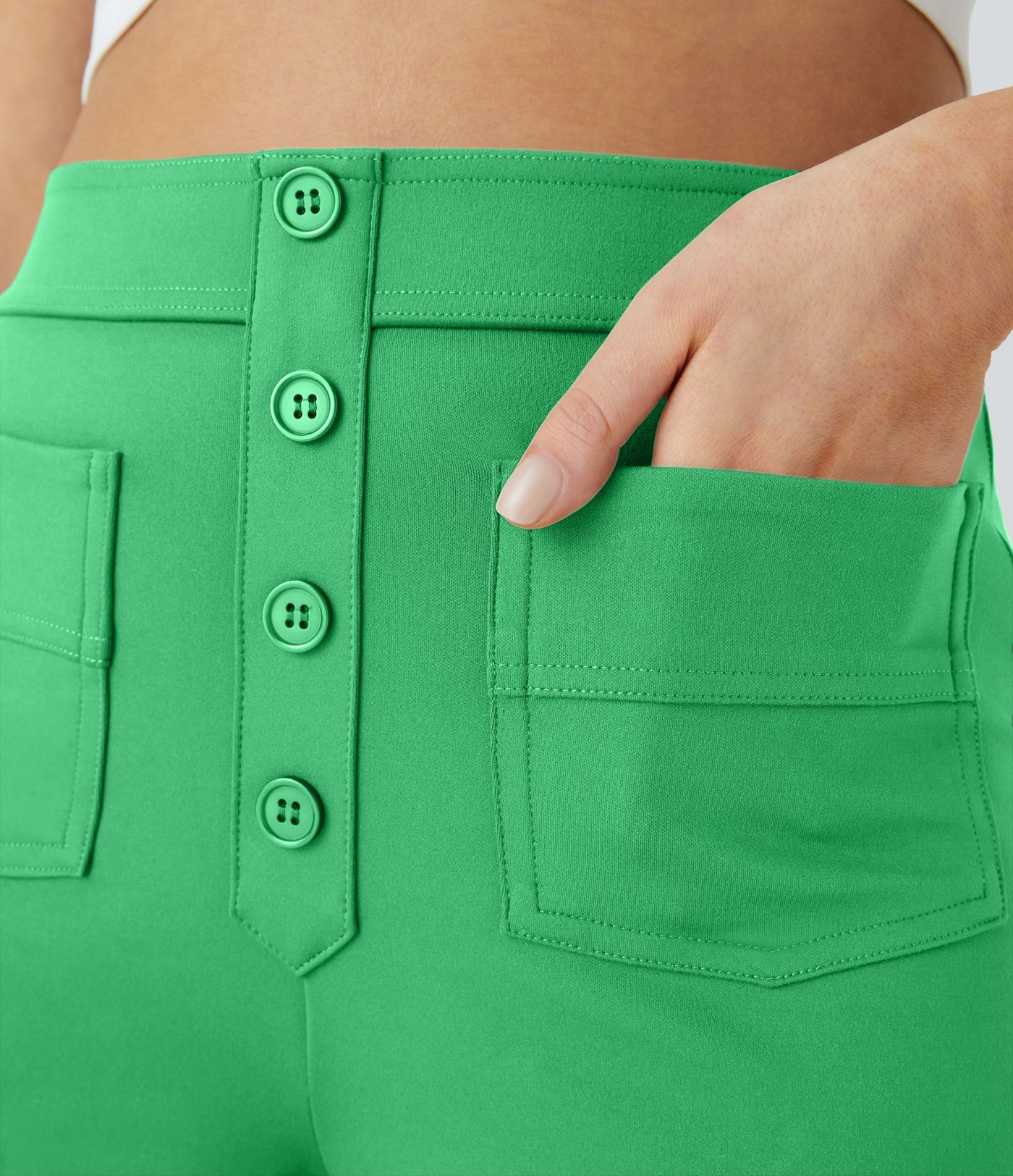 High Waisted with Pockets Straight Leg Stretchy Casual Pants