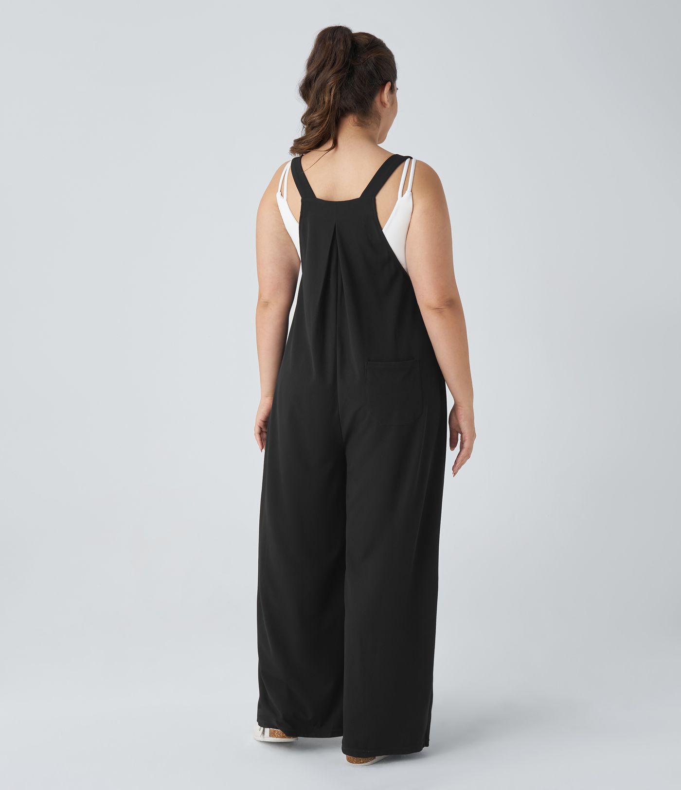 Adjustable Strap Button Multiple Pockets Waffle Casual Plus Size Dungarees