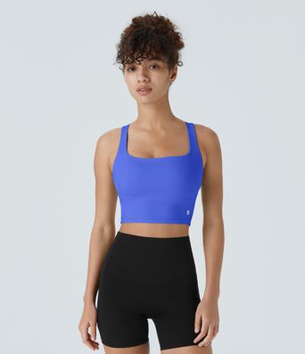 SoftlyZero™ Airy Square Neck Backless Crisscross Cropped Cool Touch Yoga Tank Top-UPF50+