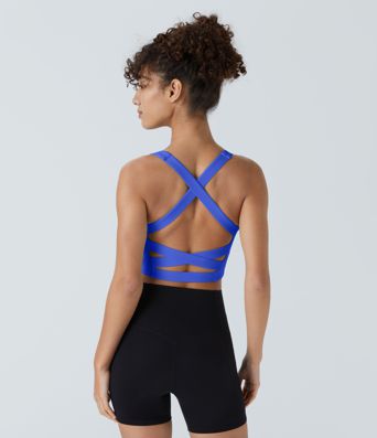 SoftlyZero™ Airy Square Neck Backless Crisscross Cropped Cool Touch Yoga Tank Top-UPF50+