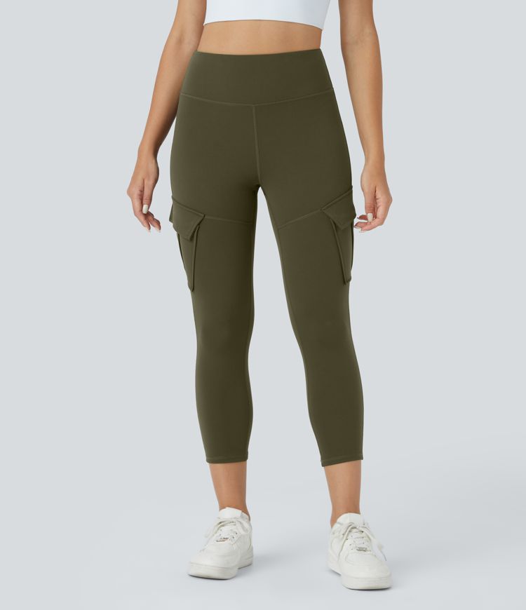 Leggings yoga capri bolsillo cargo tiro alto