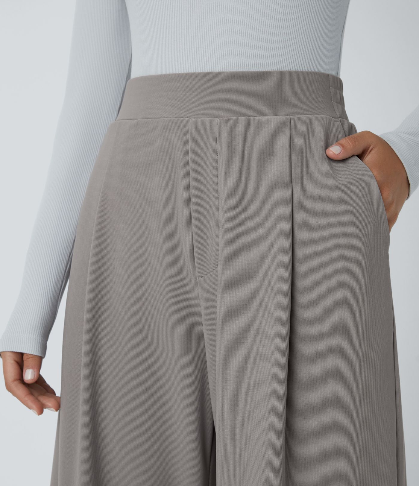 Halara Flex™ pantalones de trabajo de talle alto con bolsillos y pernera ancha de micro waffle