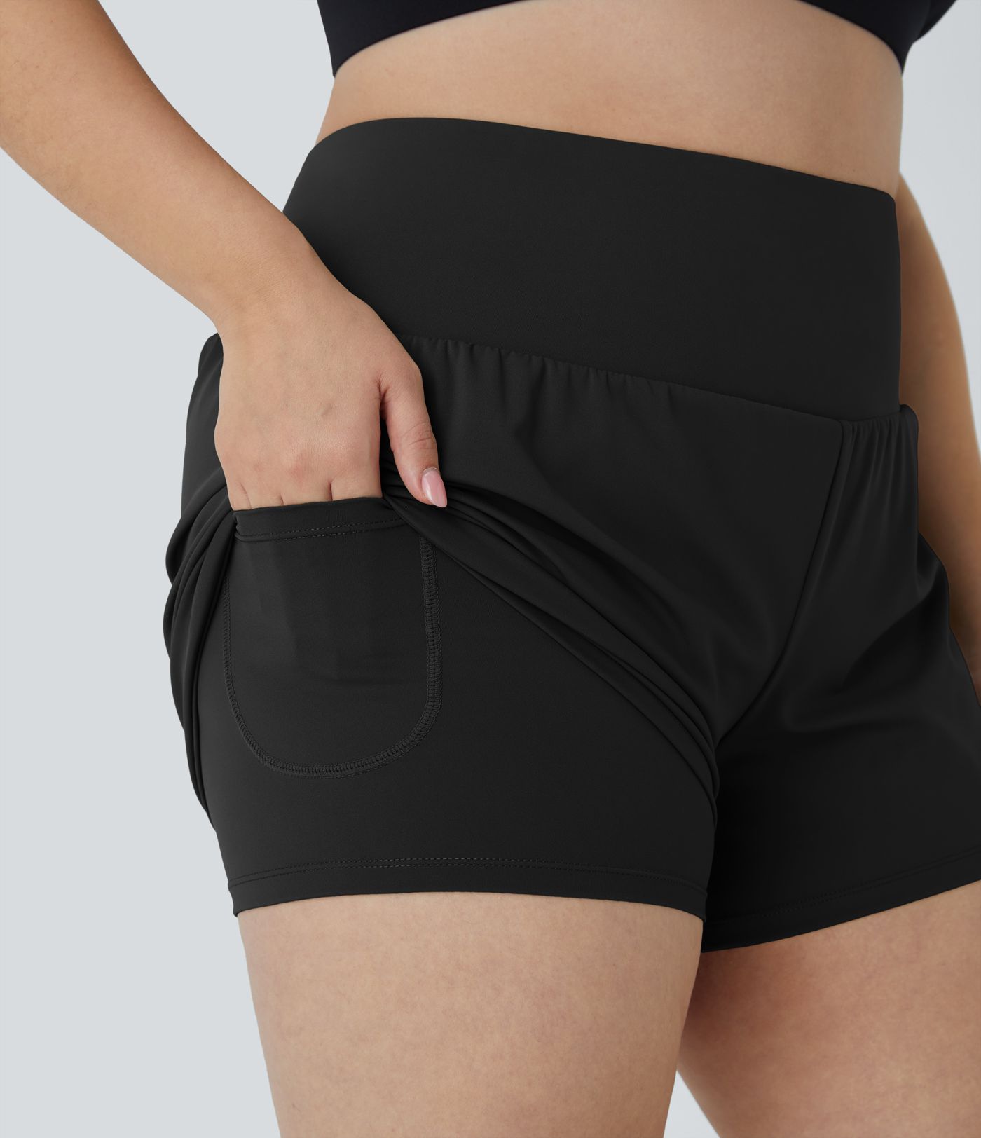 Pocket Plus Kišeninis 2-in-1 Sporto Šortai Plius Dydžio 2.5''