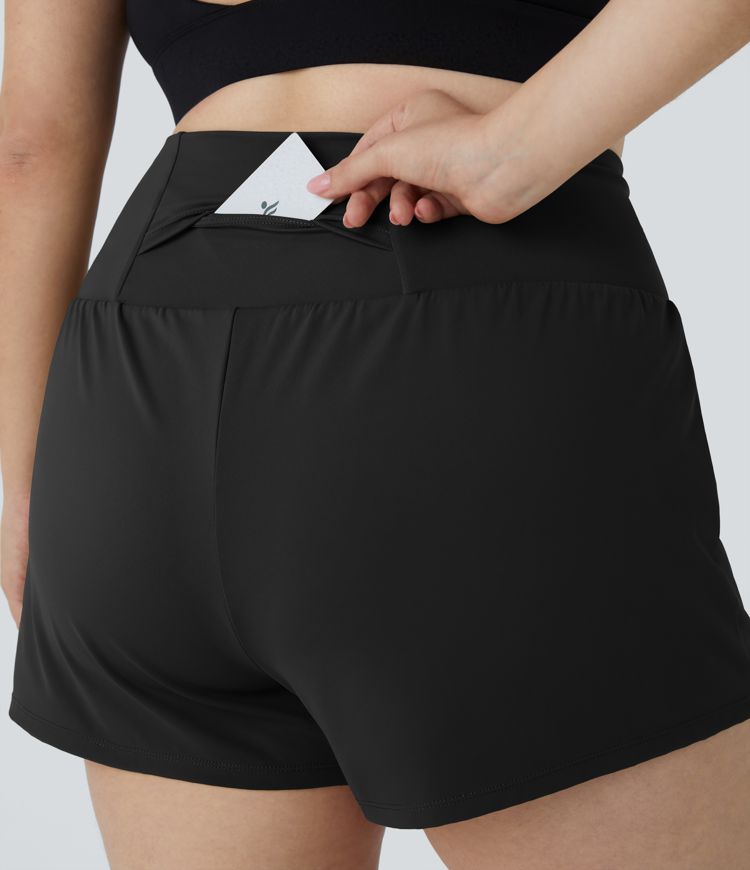 Women's 2-in-1 Running Shorts With Built-in Tights - Activewear Gym & Yoga Shorts, UK Sizes 6-16 (XS-XL)