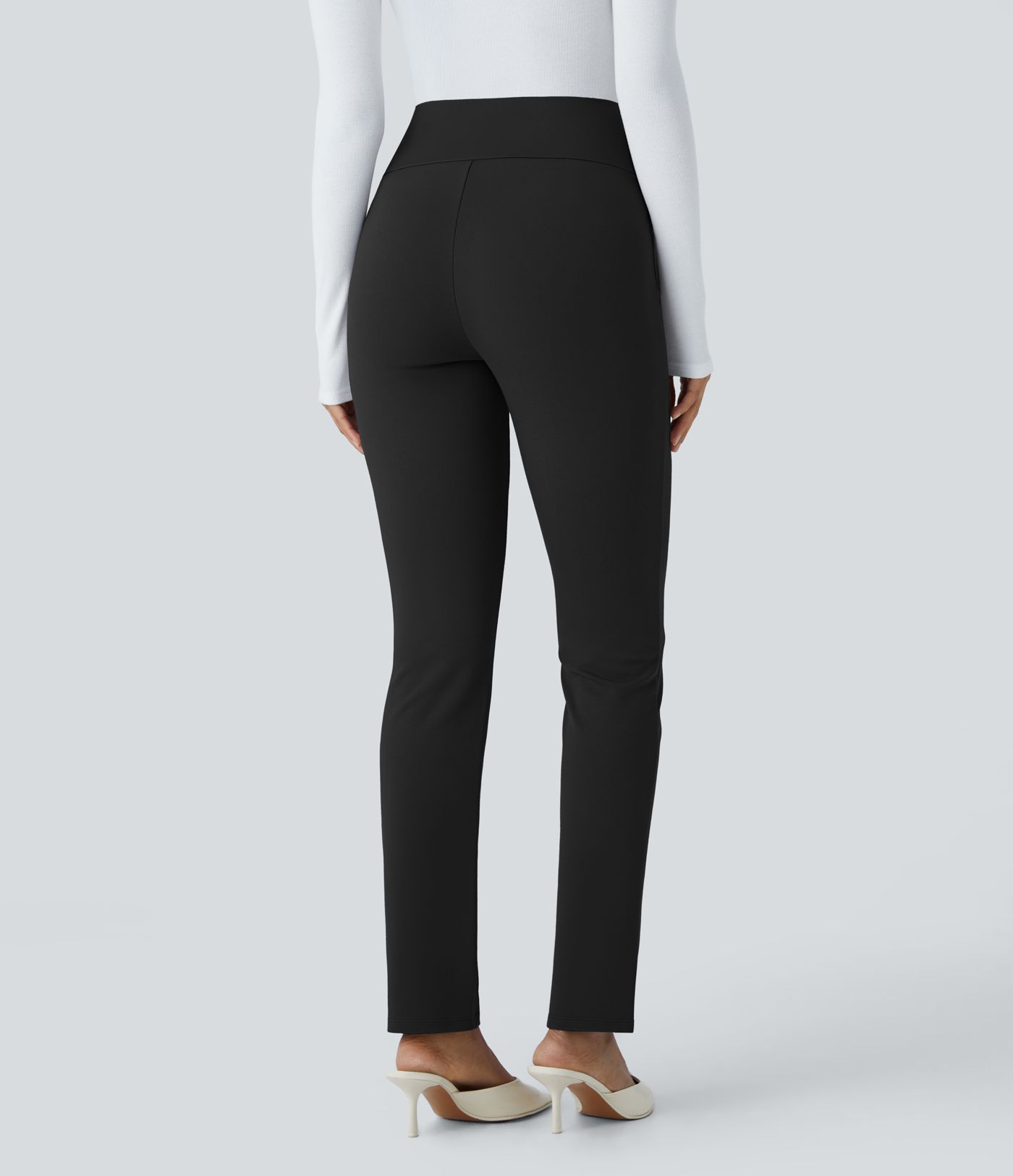 SculptKnit High Waisted Decorative Pocket Skinny Casual Pants