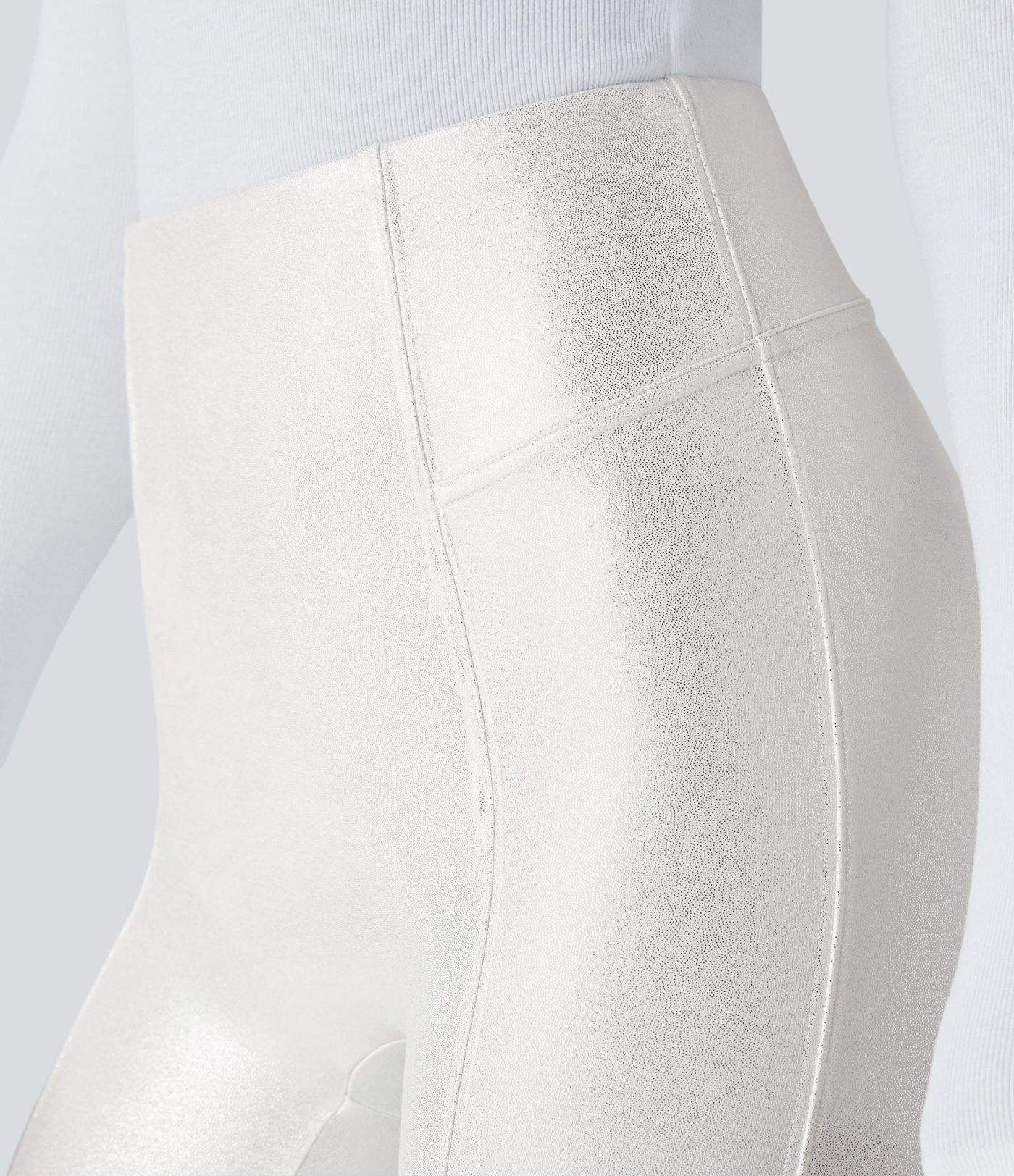 High Waisted Tummy Control Faux Leather Foil Print Stretchy Leggings
