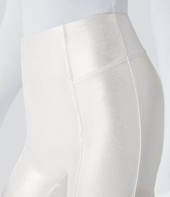 High Waisted Tummy Control Faux Leather Foil Print Stretchy Leggings