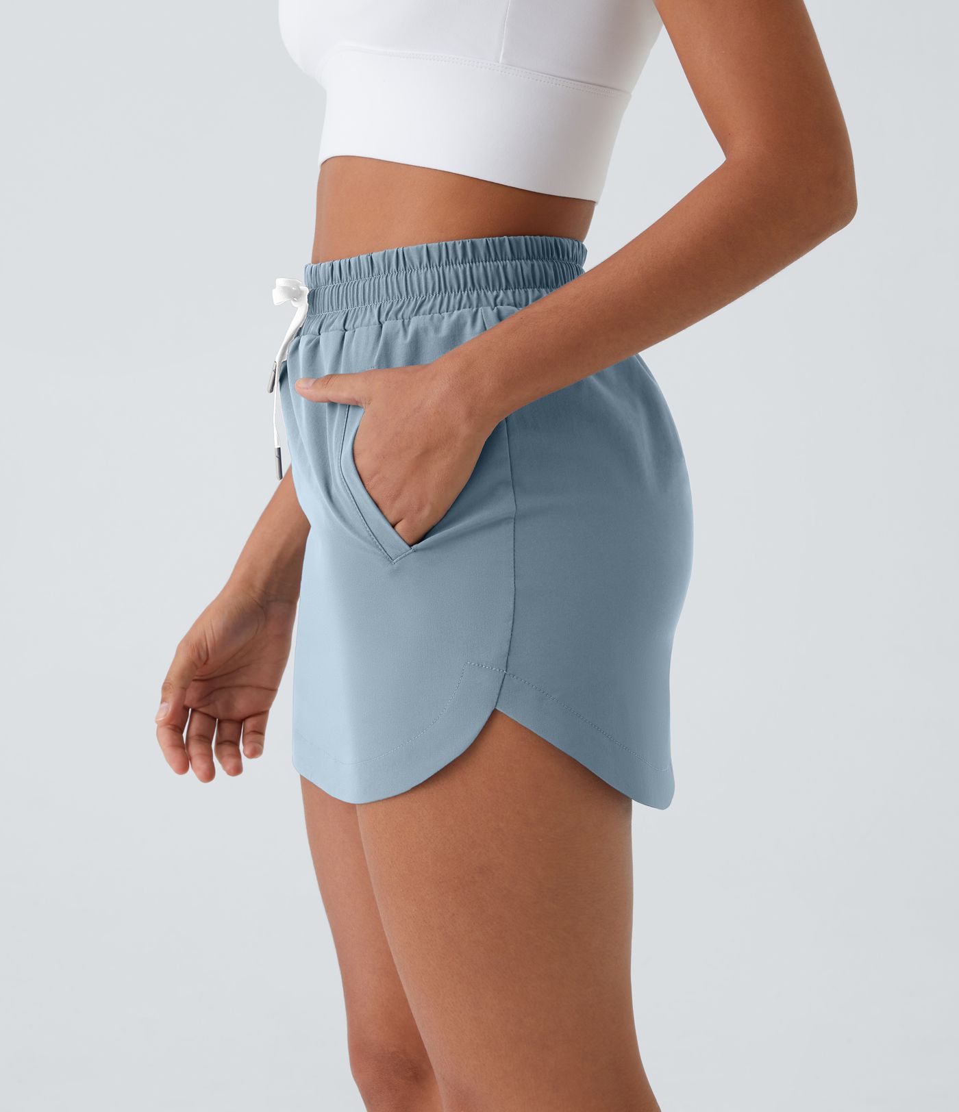 High Waisted Drawstring Pocket 2-in-1 Curved Hem Mini Golf Skirt