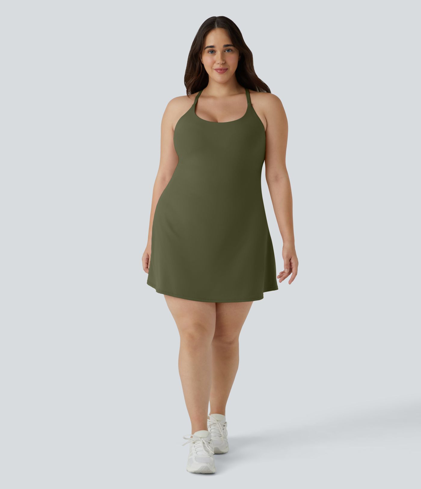 Everyday Softlyzero™ Plush Backless 2-in-1 Flare Workout Plus Size Dress-Wannabe-Easy Peezy