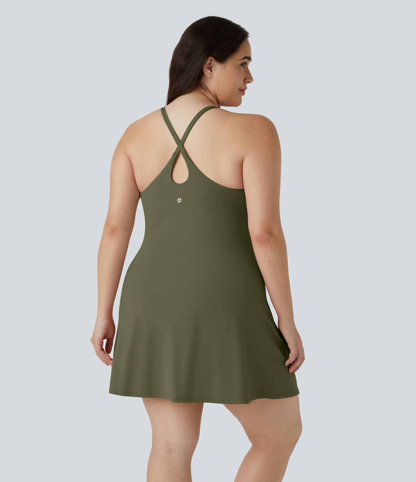Everyday Softlyzero™ Plush Backless 2-in-1 Flare Workout Plus Size Dress-Wannabe-Easy Peezy