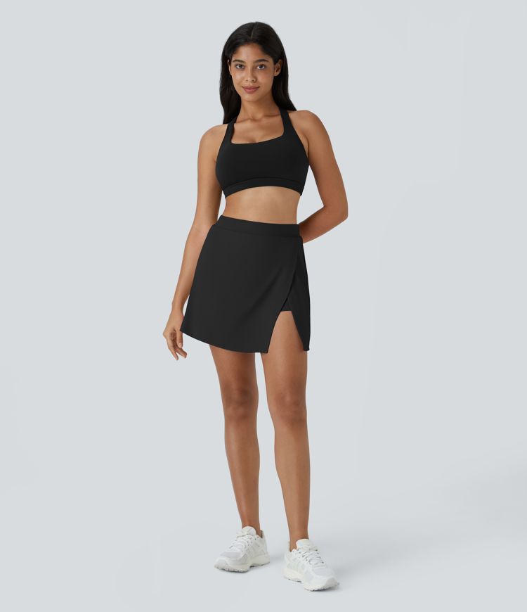 Softlyzero™ Airy Jupe Tennis Toucher Frais 2 en 1 avec Coupe Latérale et Poche Latérale - Pureté - UPF50+