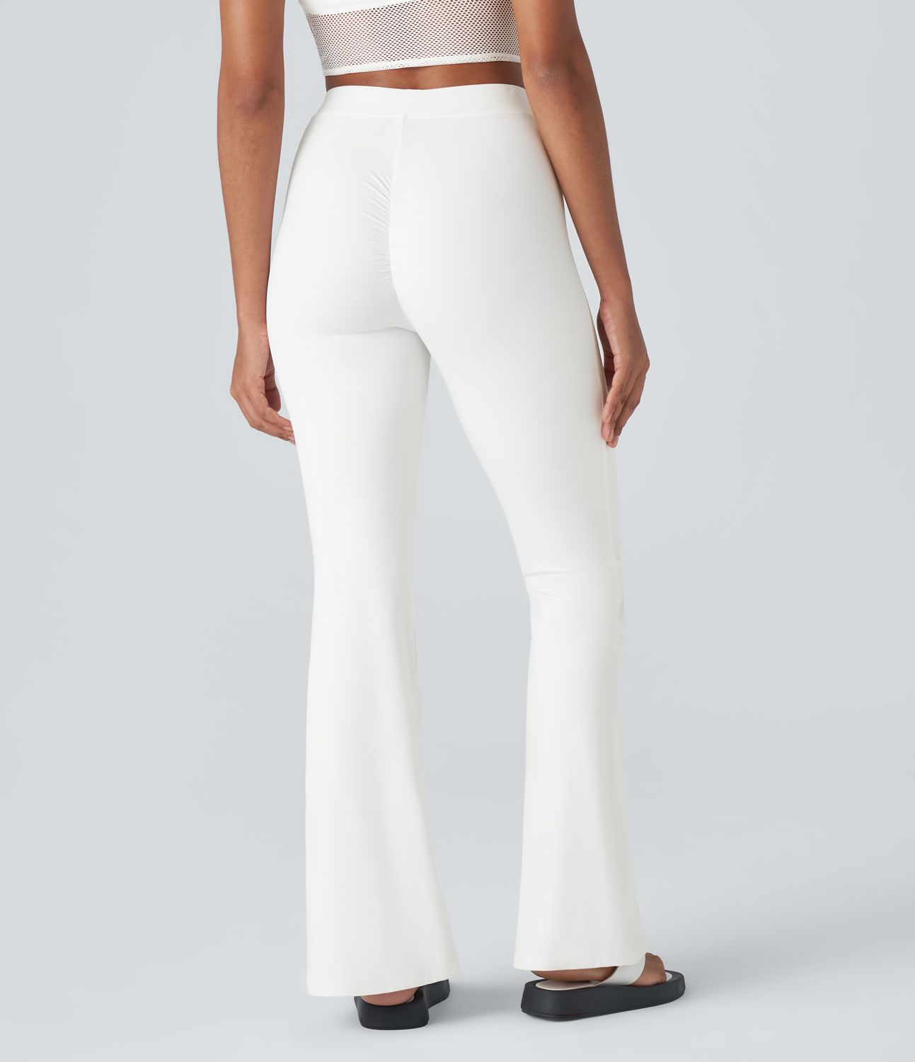 Softlyzero™ Plush High Waisted Contrast Mesh Casual Flare Leggings